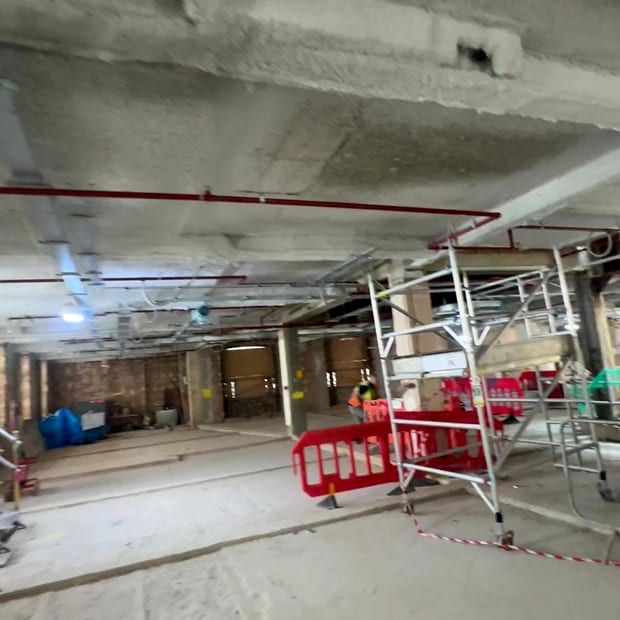 Sprinkler mains in an undercroft car park
