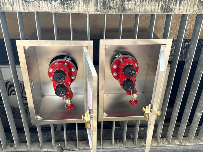 Riser pipework in a commercial building